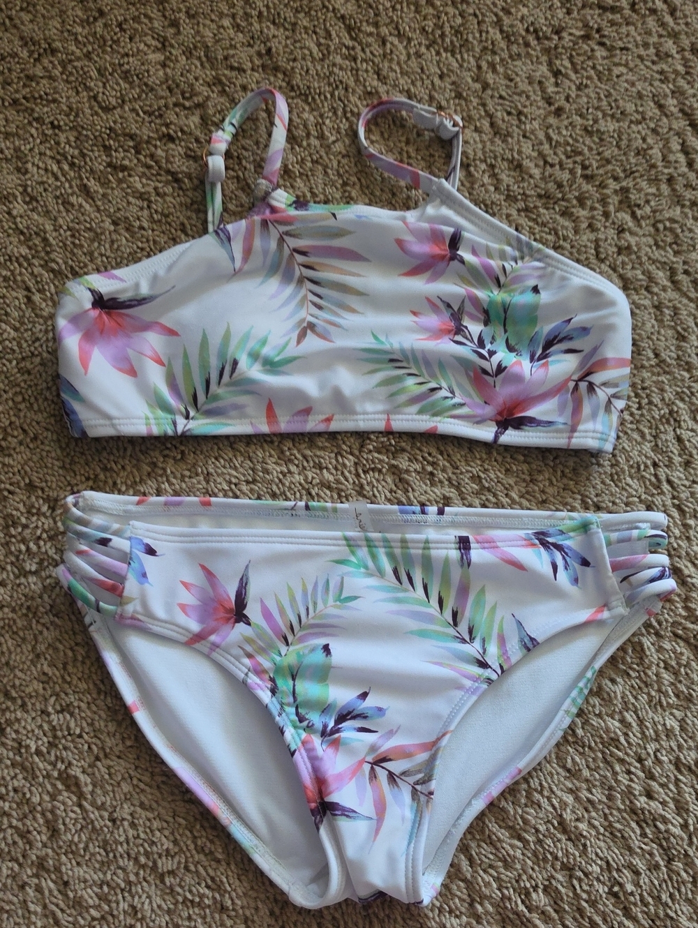 Raisins Pastel Floral Swim Top in White with Mint, Pink & Lavender Accents